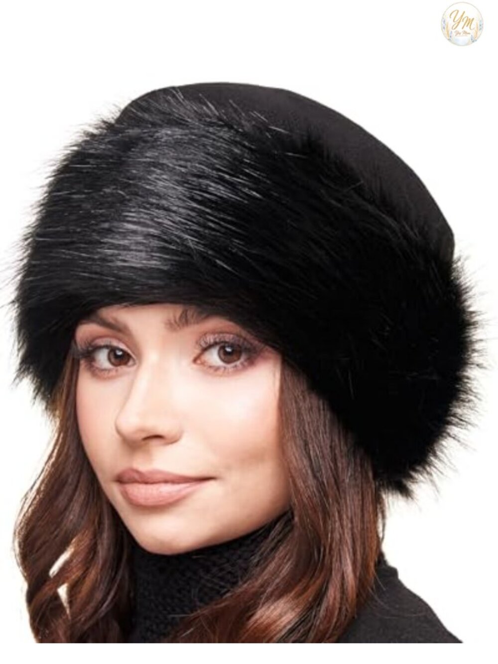 Faux Fur Trim Fleece Trapper Hat for Women Winter Warm